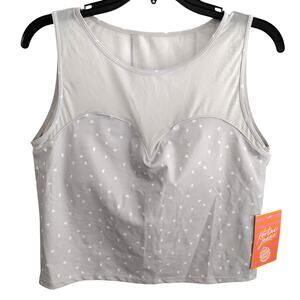 Kortni Jeane | Gray & White Stars Sweetheart Netted Mesh-Inlay Swim Top XL